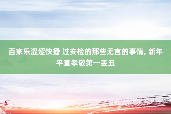 百家乐涩涩快播 过安检的那些无言的事情, 新年平直孝敬第一丢丑