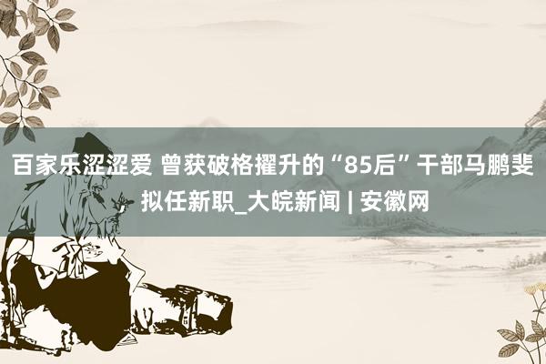 百家乐涩涩爱 曾获破格擢升的“85后”干部马鹏斐，拟任新职_大皖新闻 | 安徽网