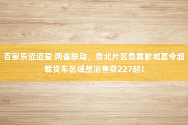 百家乐涩涩爱 两省联动，鲁北片区鲁冀畛域夏令超载货车区域整治查获227起！