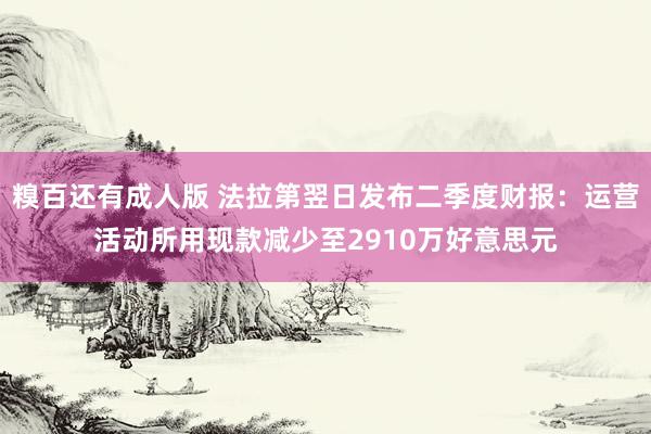 糗百还有成人版 法拉第翌日发布二季度财报：运营活动所用现款减少至2910万好意思元