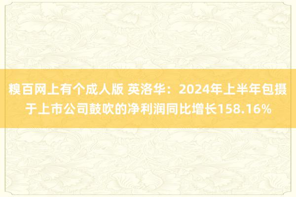 糗百网上有个成人版 英洛华：2024年上半年包摄于上市公司鼓吹的净利润同比增长158.16%